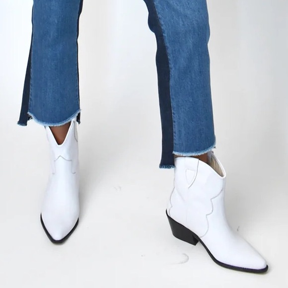 Stivali sharp white leather cowboy boots size 38 - Picture 2 of 9